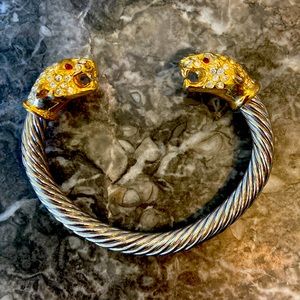 Vintage Leopard themed gold/silver bracelet